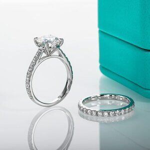 Certified 4.14ct. t.w. Moissanite Diamond Wedding Ring Set NEW